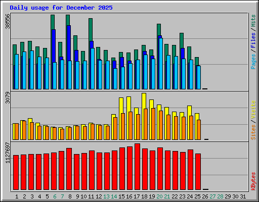 Daily usage for December 2025